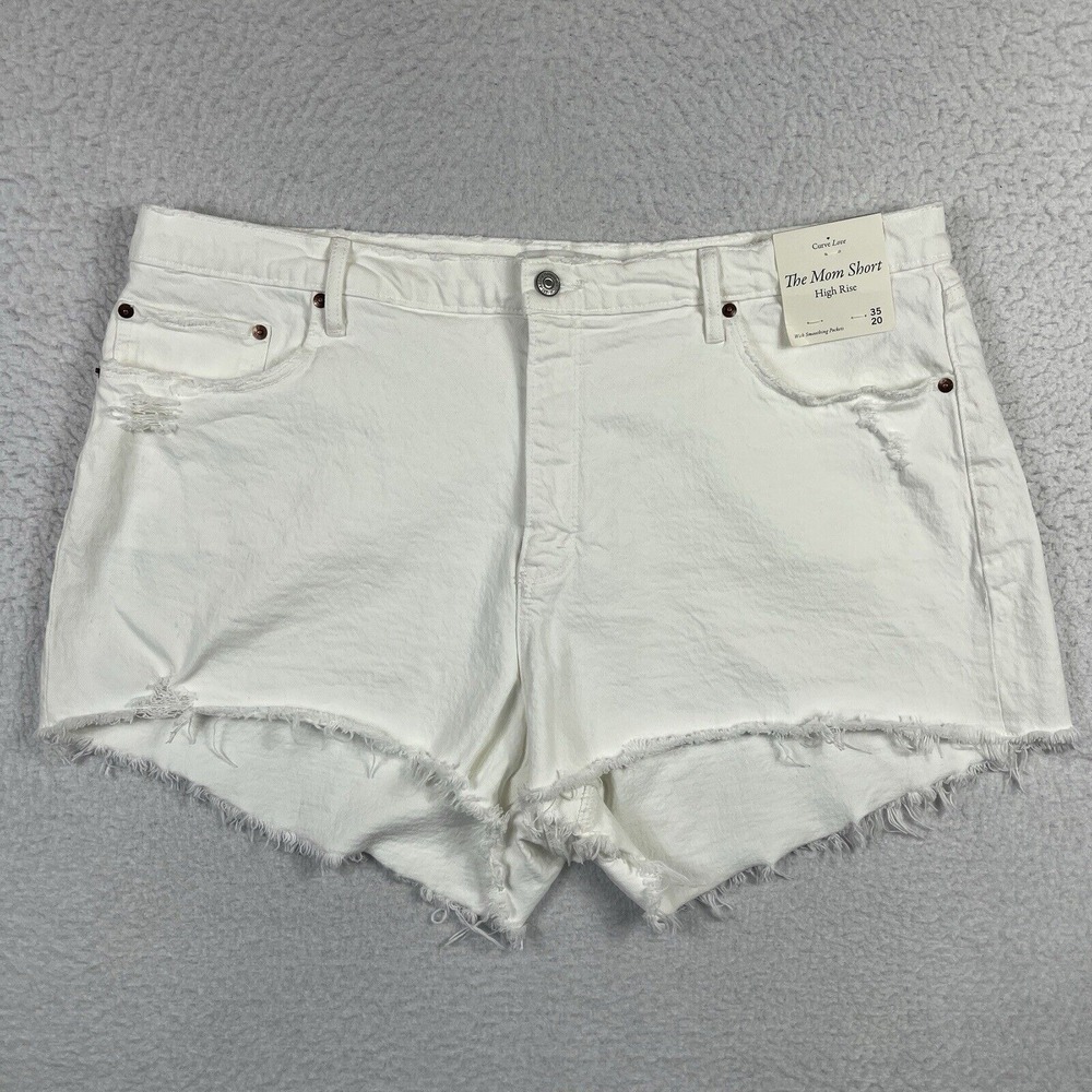 Abercrombie & Fitch Jean Shorts Womens 35/20 White Curve Love Mom High Rise